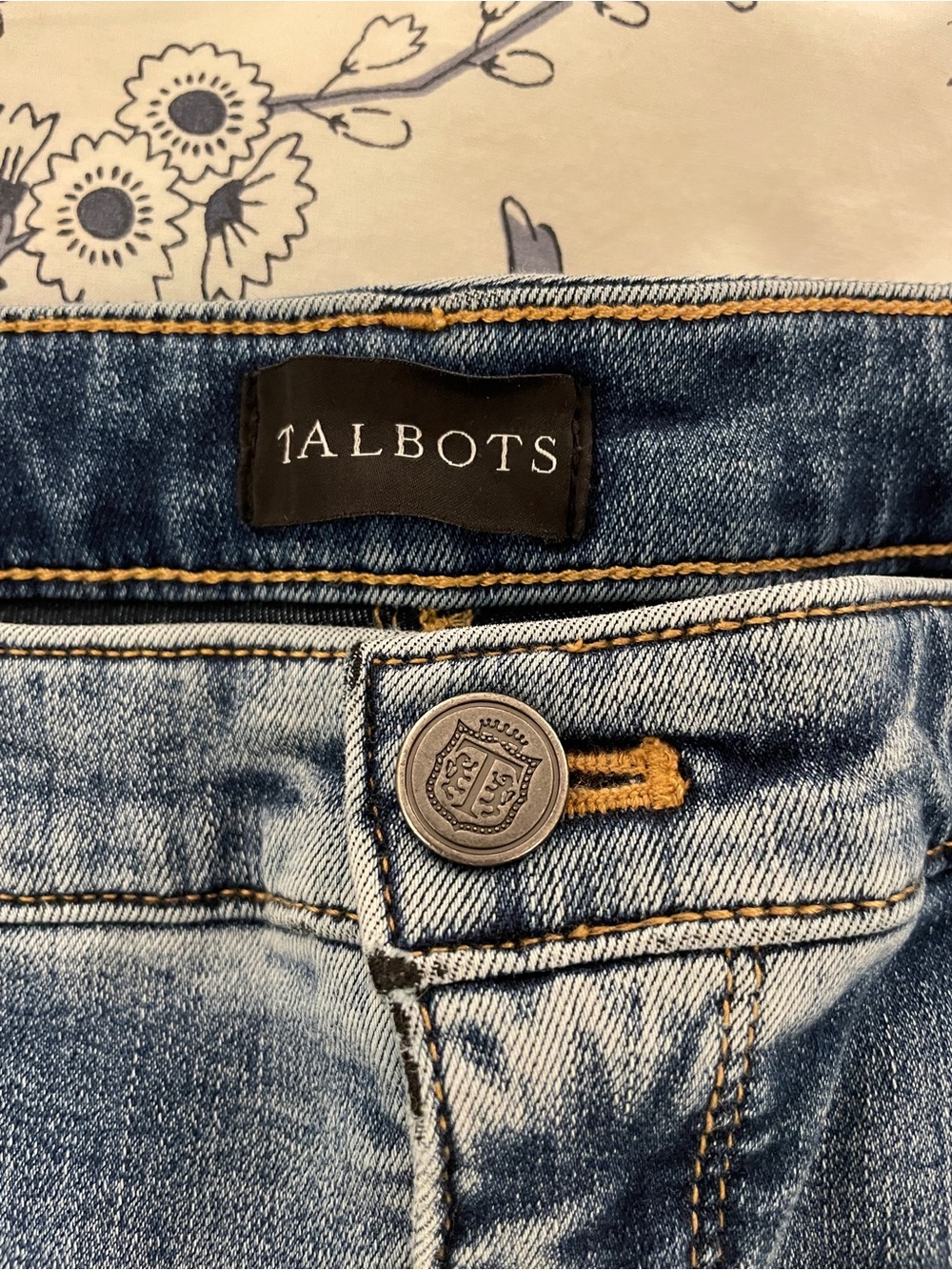 Talbots Blue Denim Zip Fly Jeans with Contrast Stitching